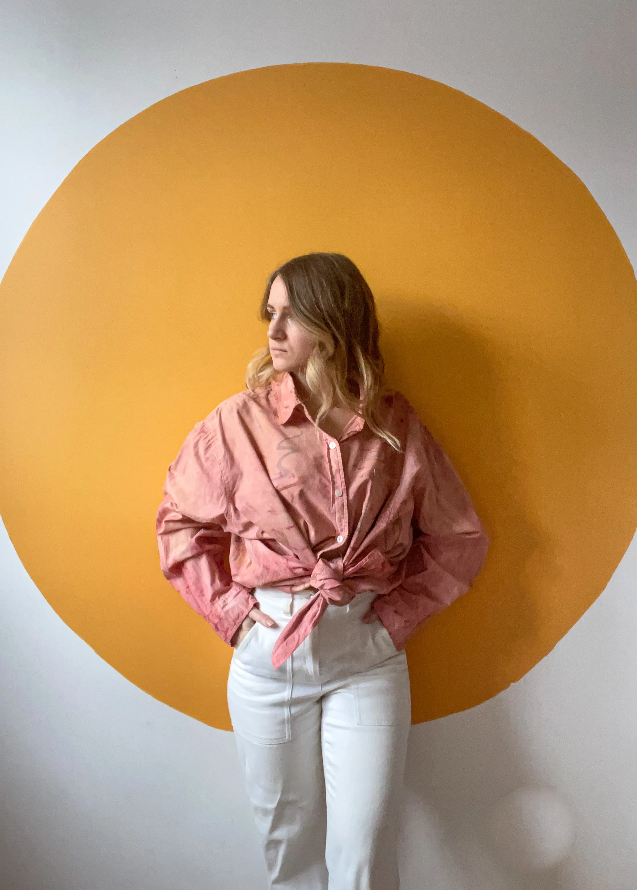 Hand-Painted Cotton Madder Button Up - Gestural Strokes