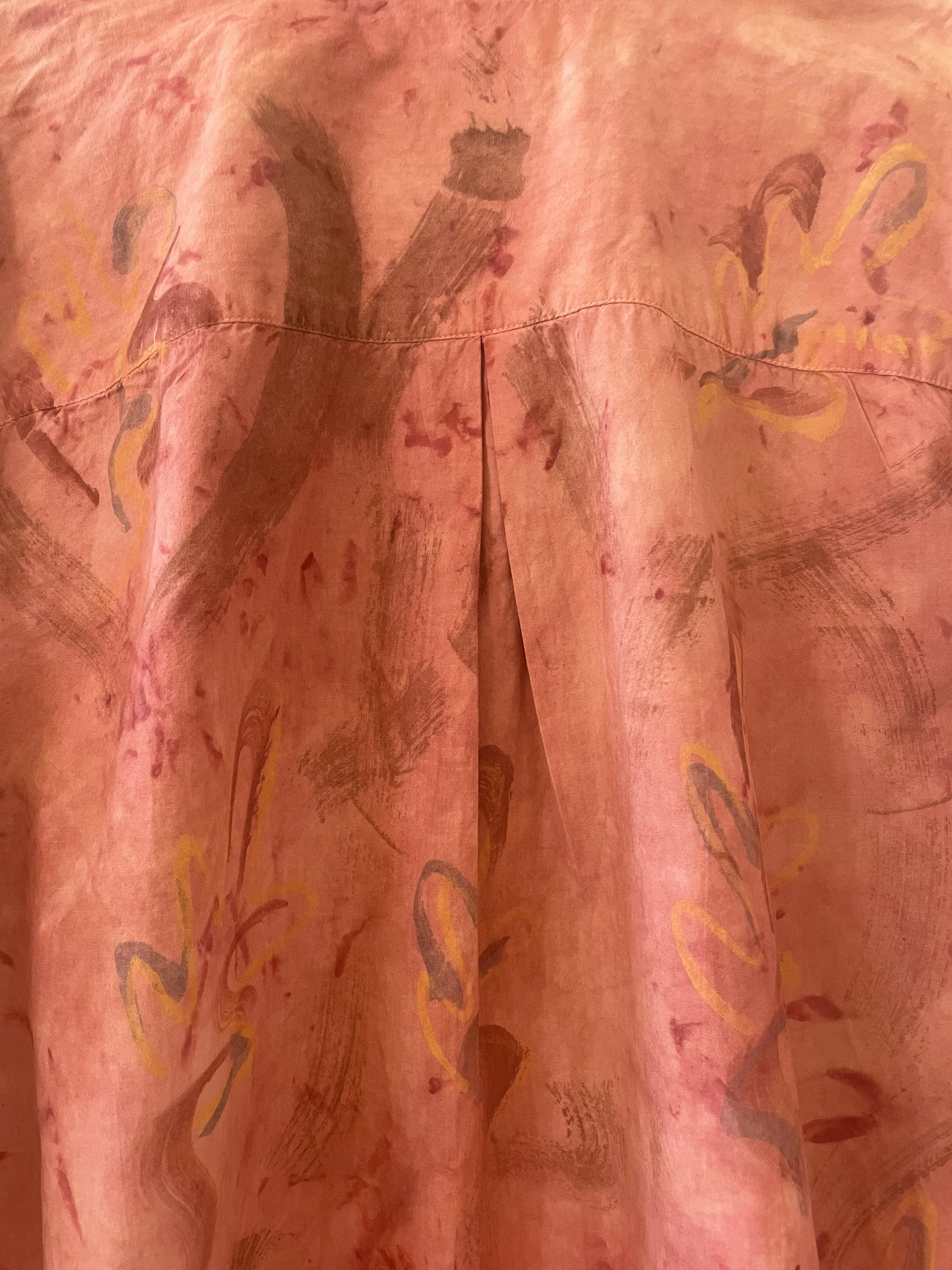 Hand-Painted Cotton Madder Button Up - Gestural Strokes