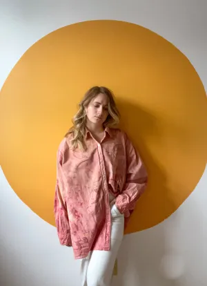 Hand-Painted Cotton Madder Button Up - Gestural Strokes