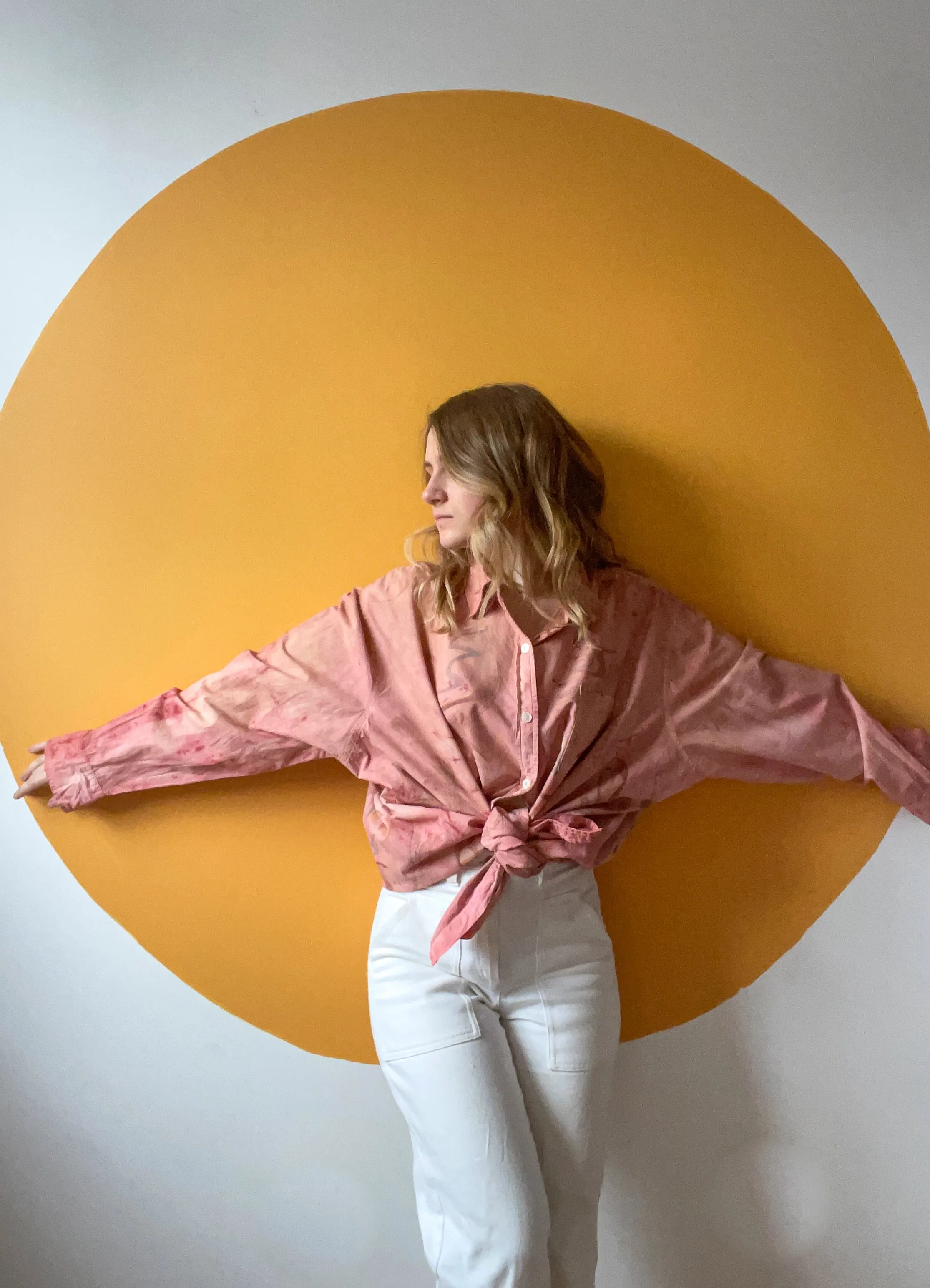 Hand-Painted Cotton Madder Button Up - Gestural Strokes