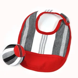 Hand woven Baby Bib & Ball Combo | Black & White Stripes