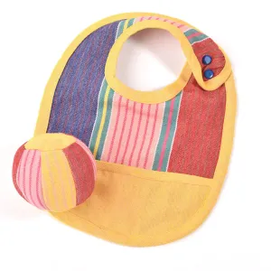 Hand woven Baby Bib & Ball Combo | Carousel Stripe