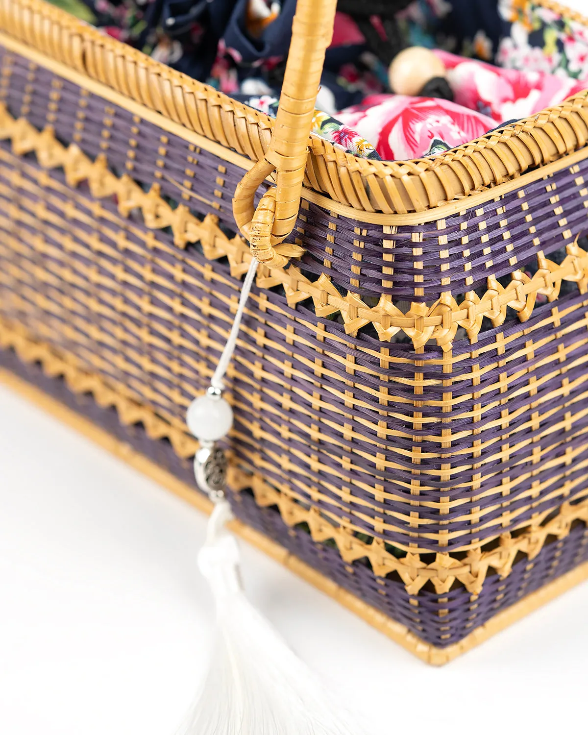 Hand-woven Bamboo Bag | Picnic Ready (Purple)