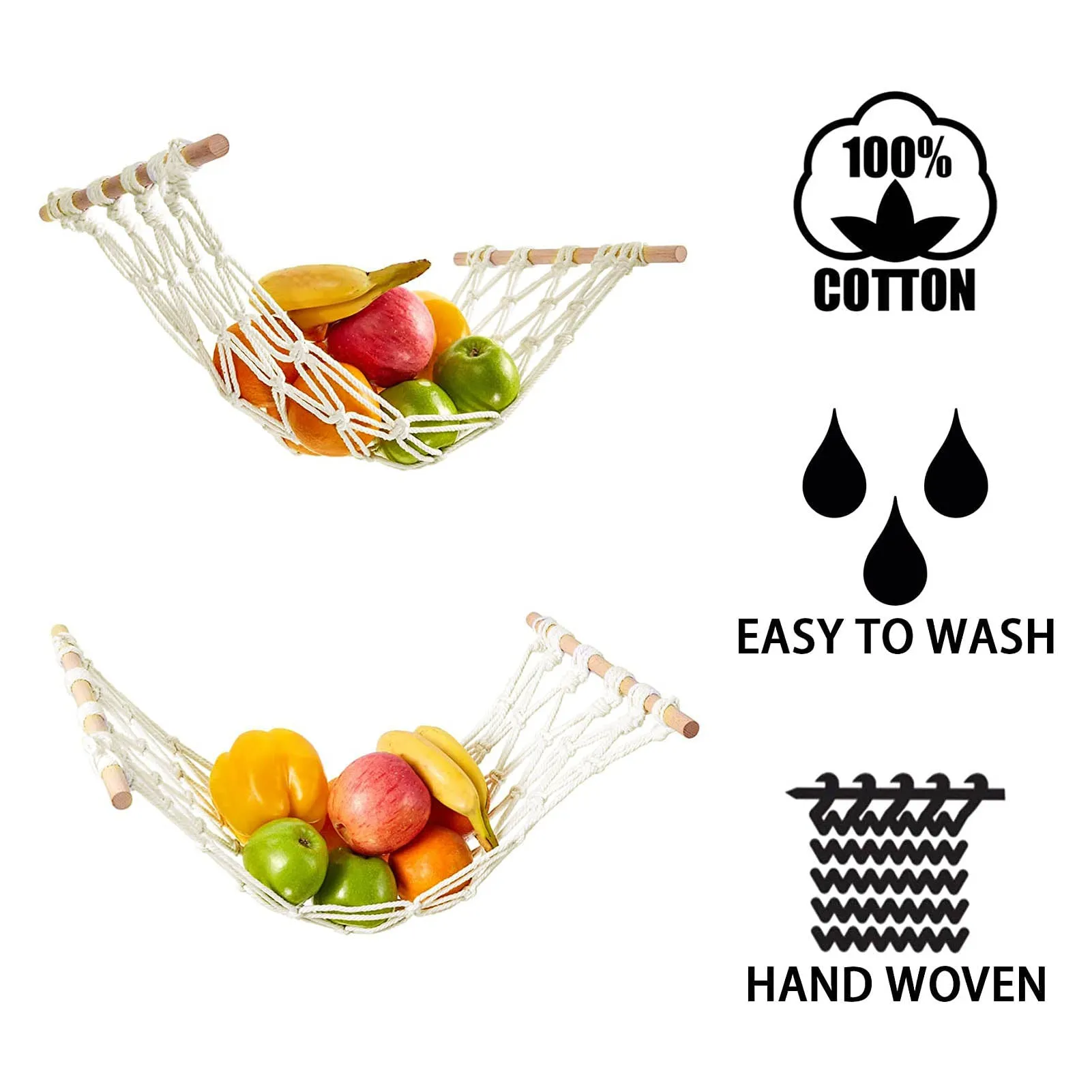 Handmade Woven Vegetable And Fruit Hanging Basket