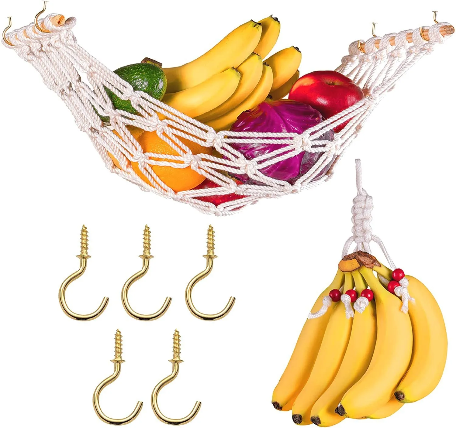 Handmade Woven Vegetable And Fruit Hanging Basket