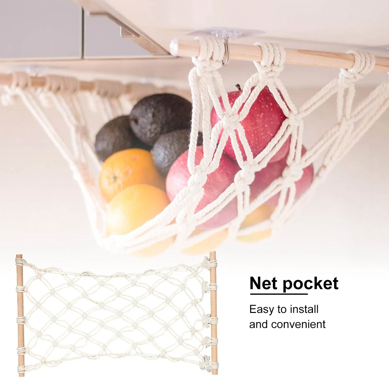 Handmade Woven Vegetable And Fruit Hanging Basket
