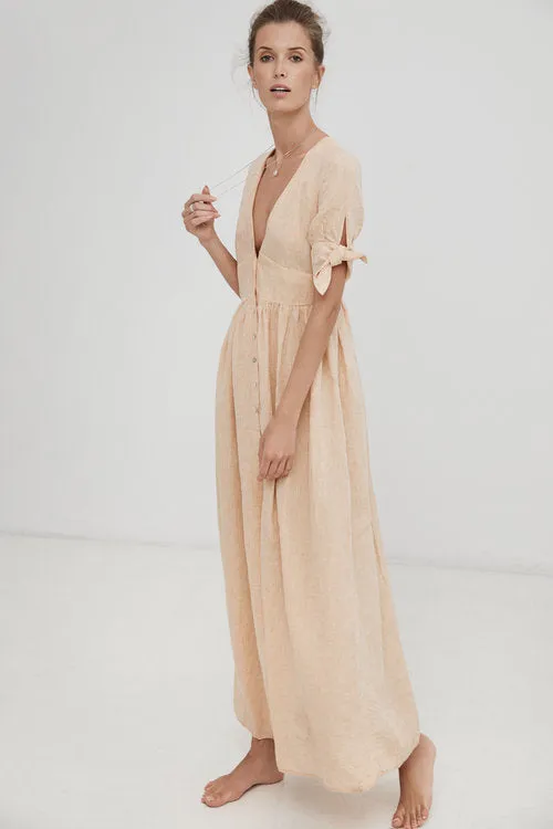Harshman Casilda Blue Linen Dress