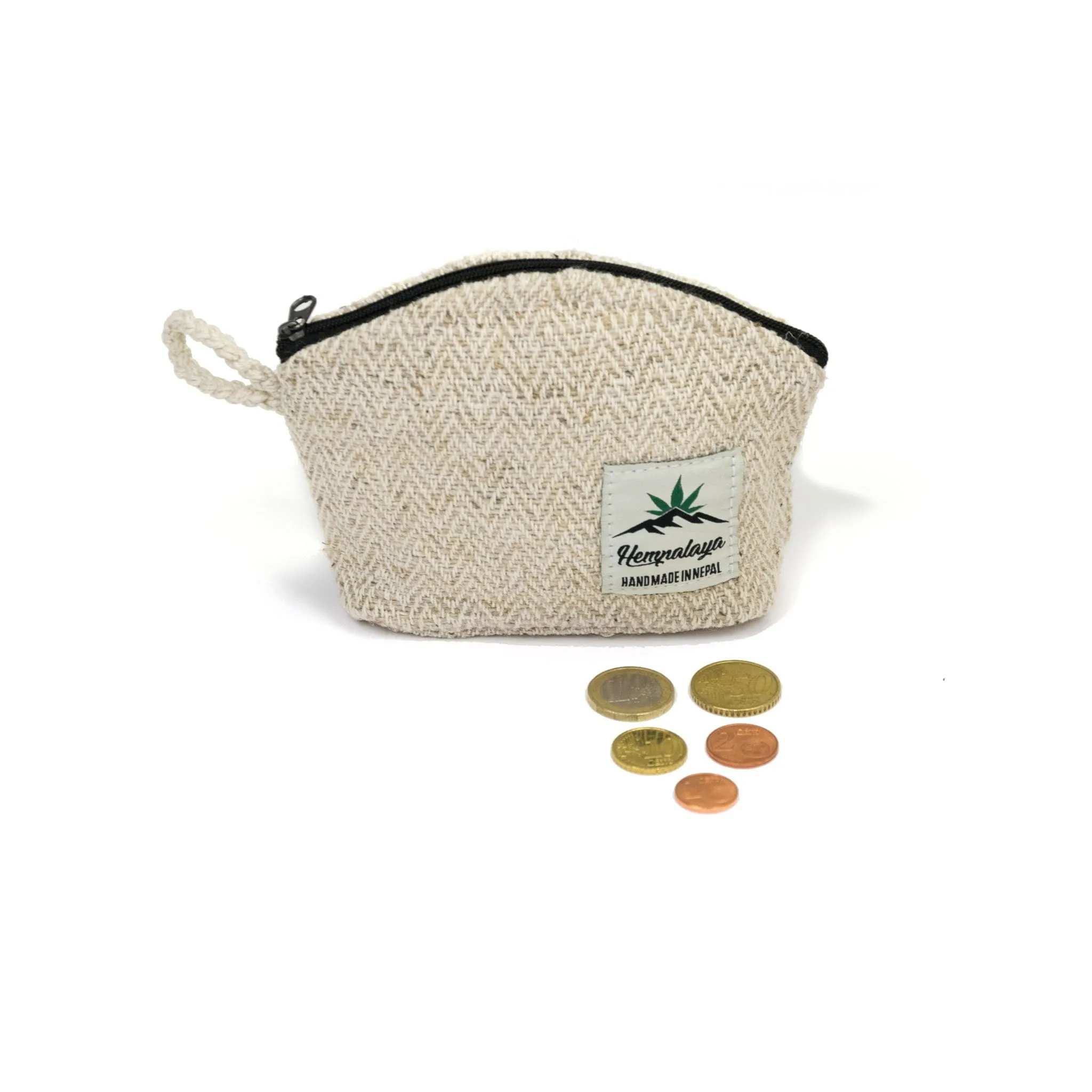 Hemp Coin Purse, Zipper Pouch, Natural
