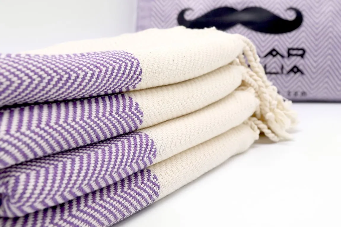 Herringbone Turkish Towel, Kitchen Towel, Tea Towel, Hand Towel - Purple