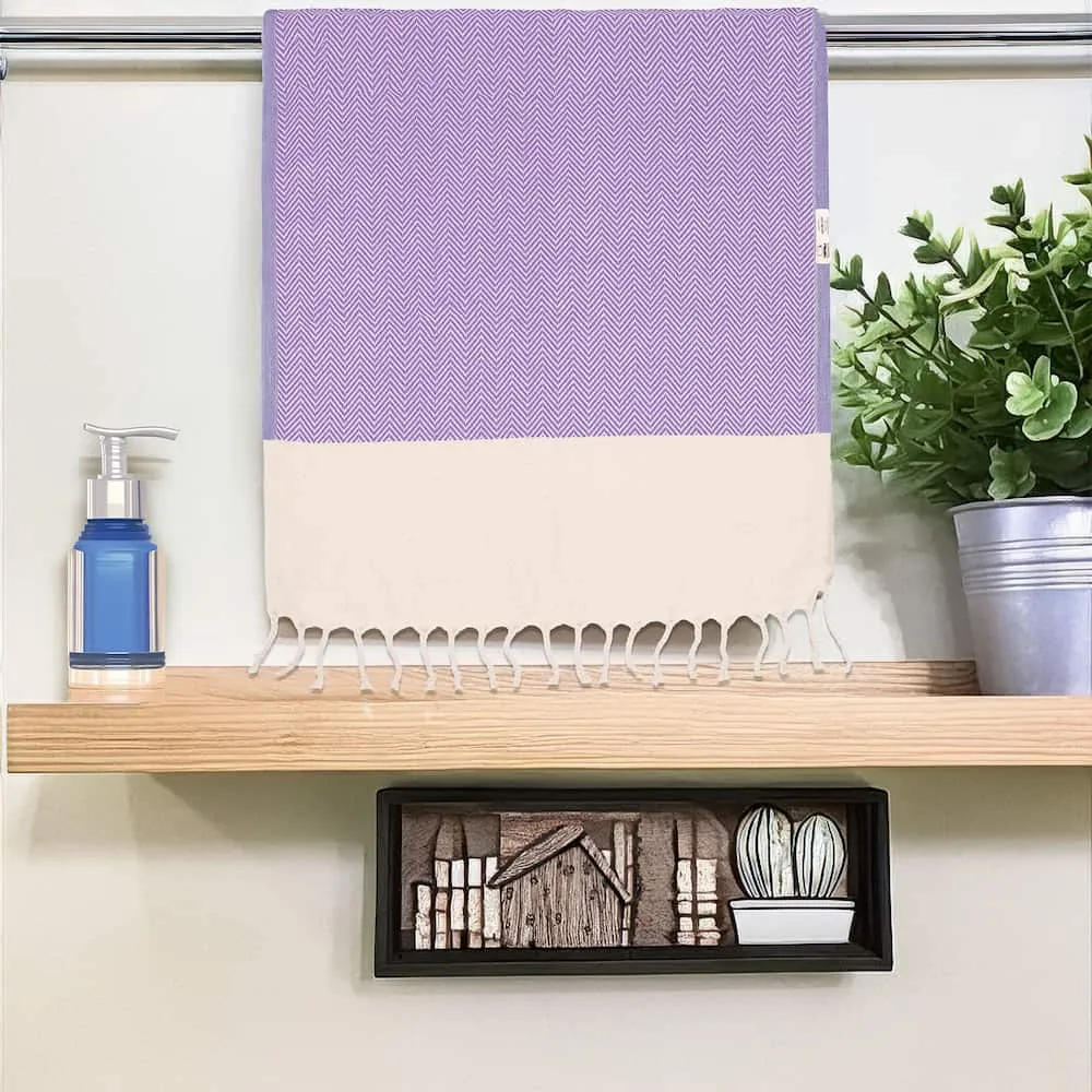 Herringbone Turkish Towel, Kitchen Towel, Tea Towel, Hand Towel - Purple
