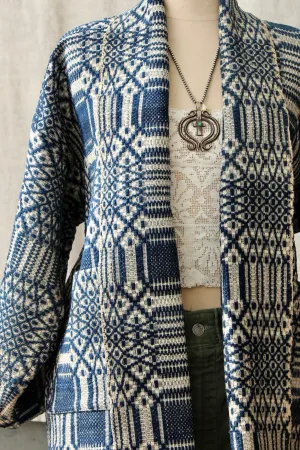 HF155 The Highlands Foundry Heirloom Cream/Navy Coverlet Coat