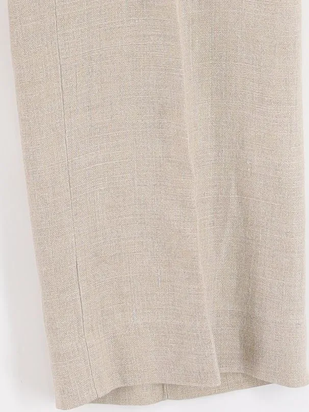 Hobbs Women's Trousers UK 10 Tan 100% Linen