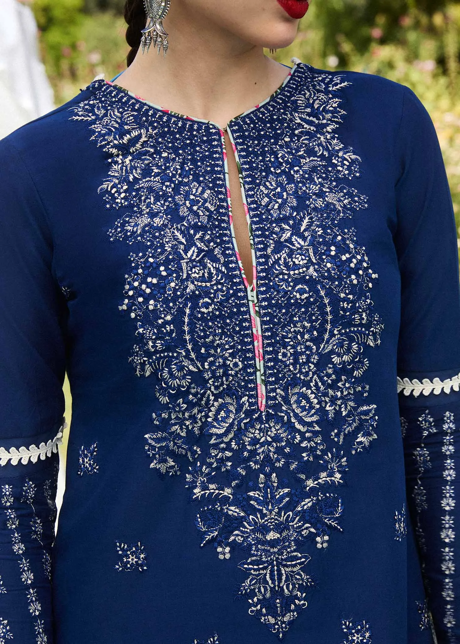 HUSSAIN REHAR | SS LAWN '24 COLLECTION-CYAN