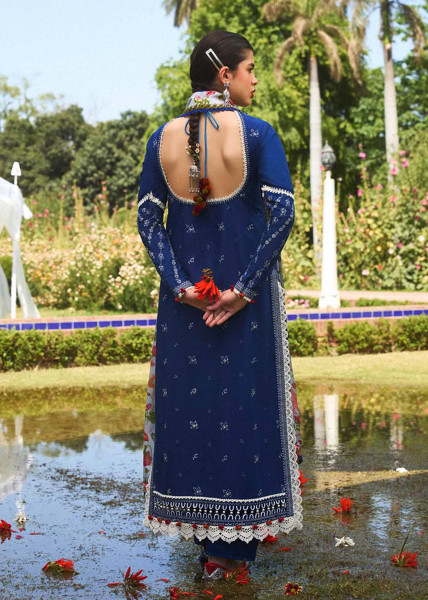 HUSSAIN REHAR | SS LAWN '24 COLLECTION-CYAN