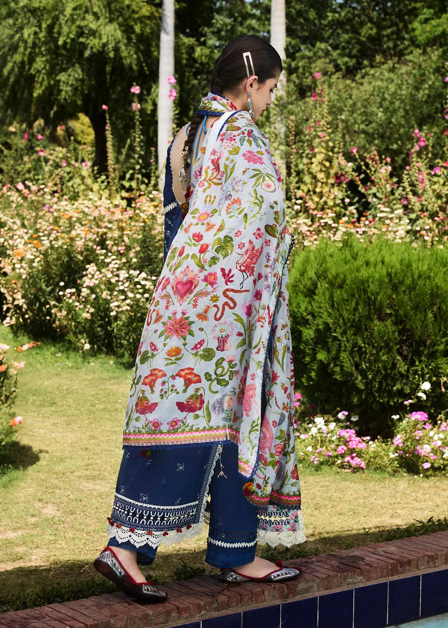 HUSSAIN REHAR | SS LAWN '24 COLLECTION-CYAN