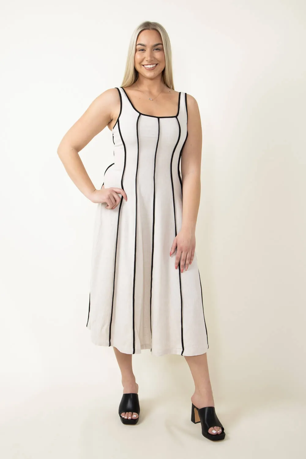 Illa Illa Linen Midi Dress for Women in Natural | IM7512-NATURAL