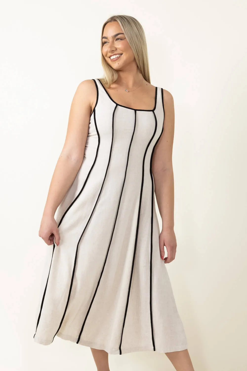 Illa Illa Linen Midi Dress for Women in Natural | IM7512-NATURAL