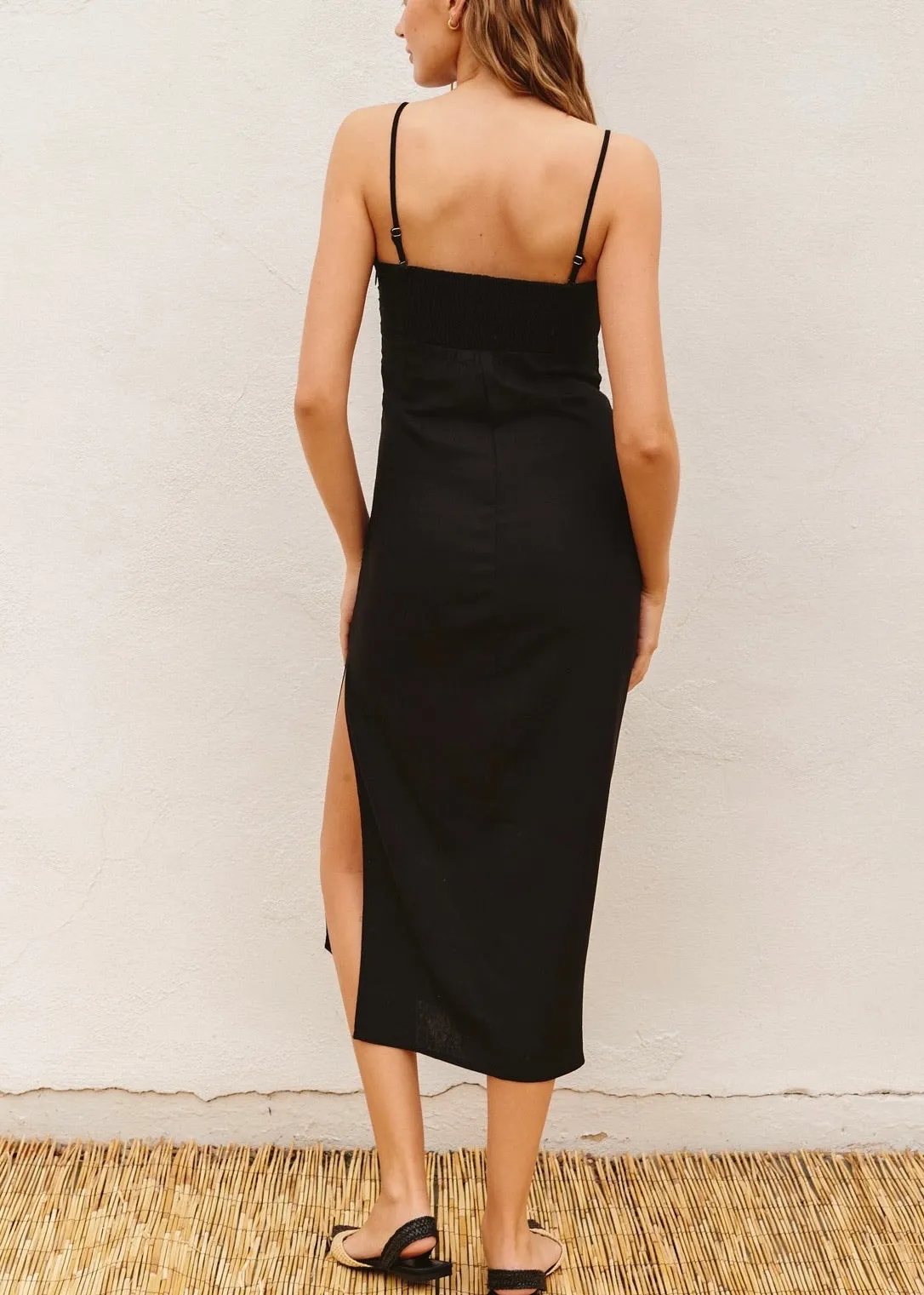 IMPERFECT Moonlight Ruched Side Slit Dress