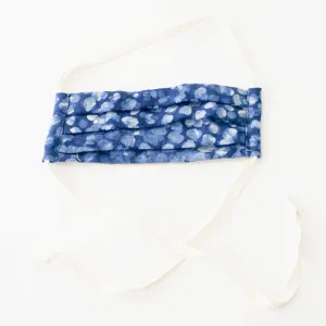 Indigo Blue Dot Hand Dyed  Batik Linen Face Mask
