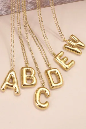 Initial Bubble Letter Necklace