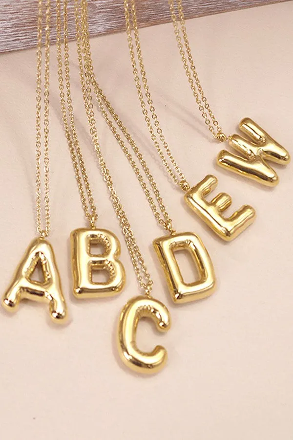 Initial Bubble Letter Necklace