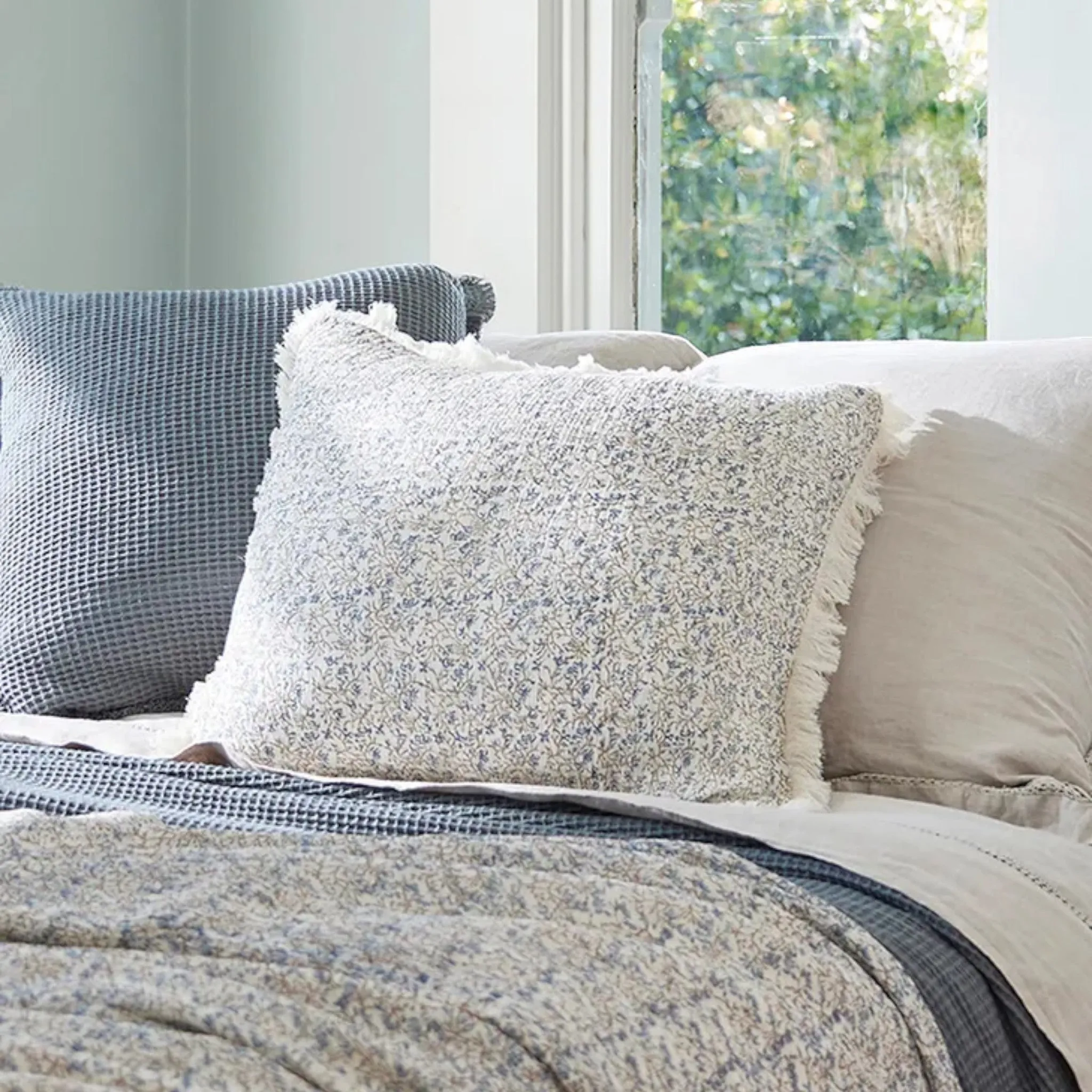 Iris Cotton Crepe Bedcover Blue