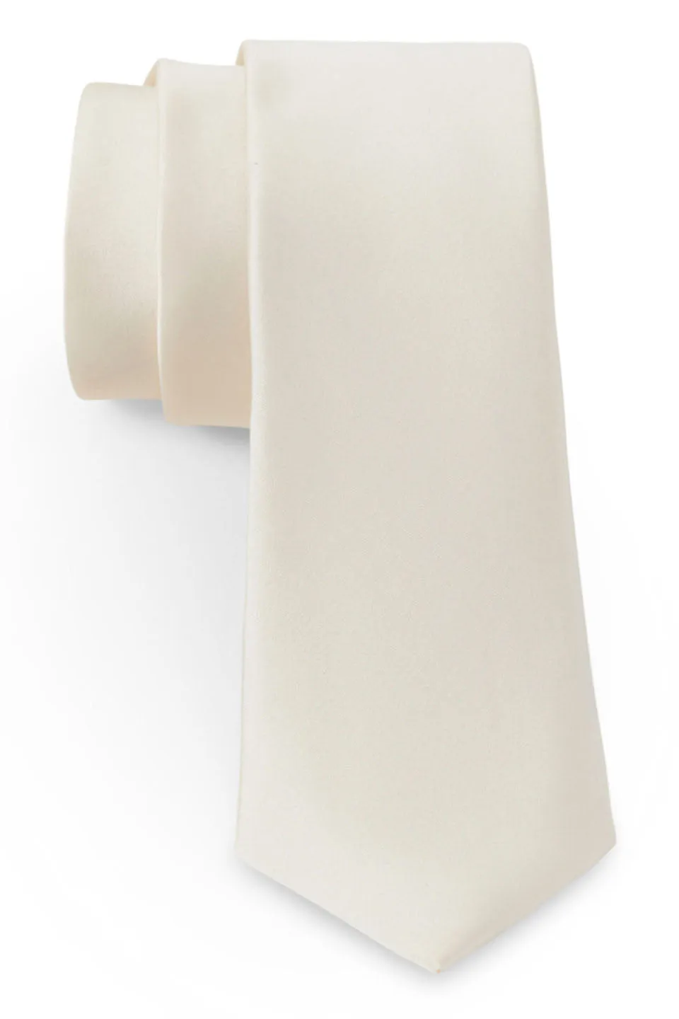 Ivory Solid Satin Silk Necktie
