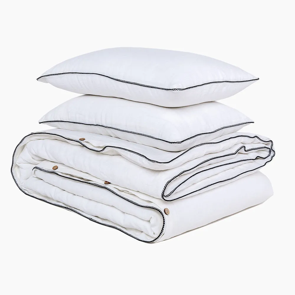 Ivory White Linen Duvet Set