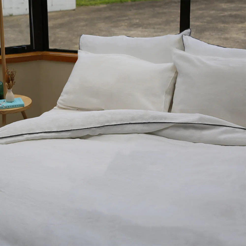 Ivory White Linen Duvet Set