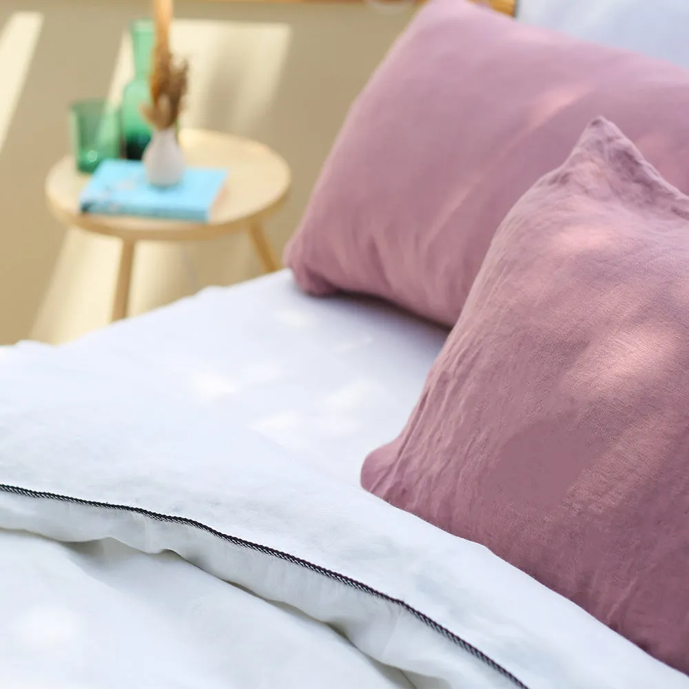 Ivory White Linen Duvet Set