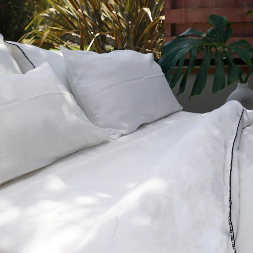 Ivory White Linen Fitted Sheet