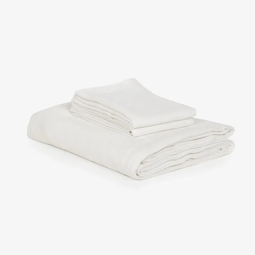 Ivory White Linen Flatsheet Set