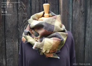 Japanese Handmade Linen Wrap Scarf, Shades of Autumn, 100% Linen