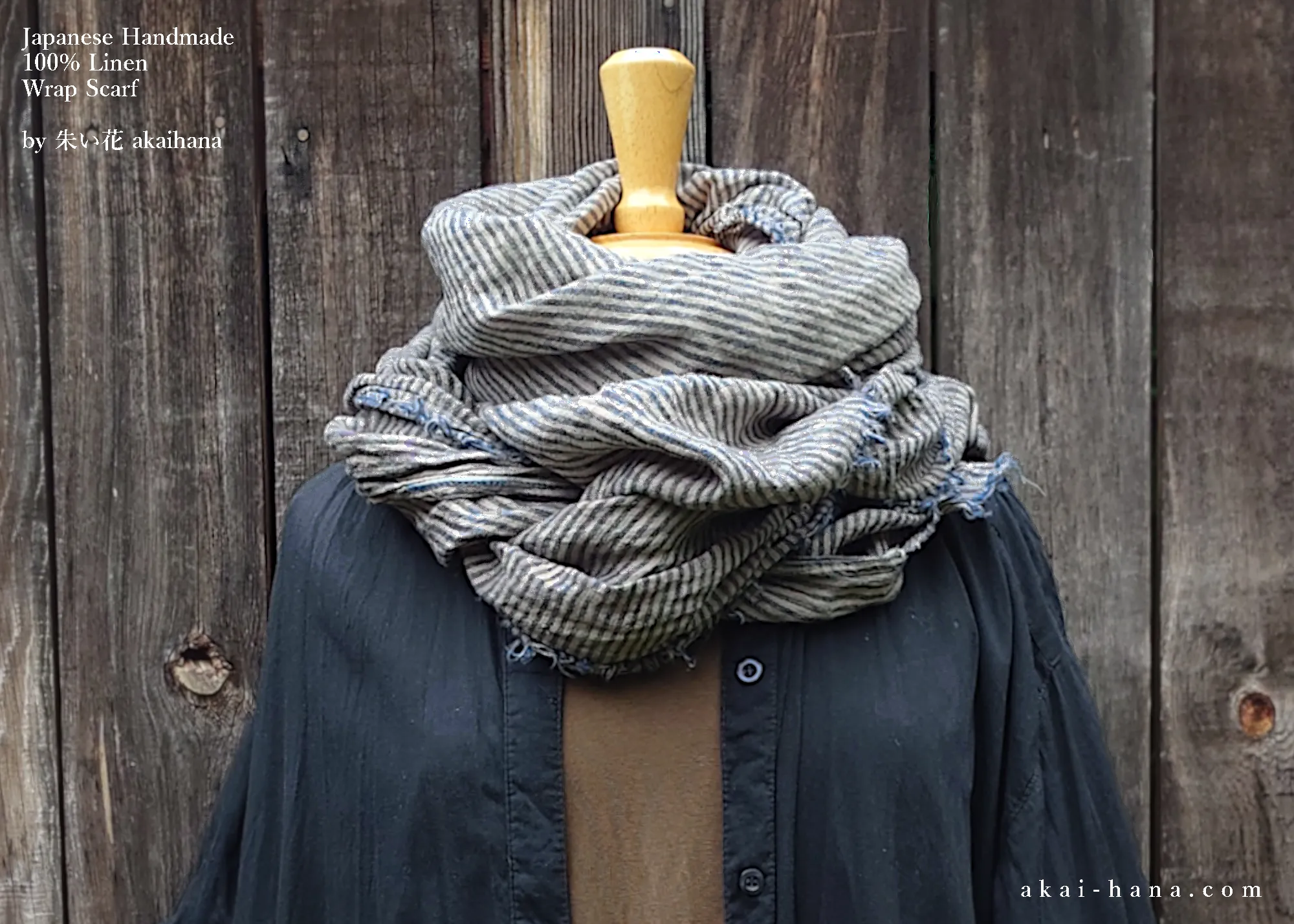 Japanese Linen Wrap, Stripe Uguisu-Warbler ⦿swtw0017