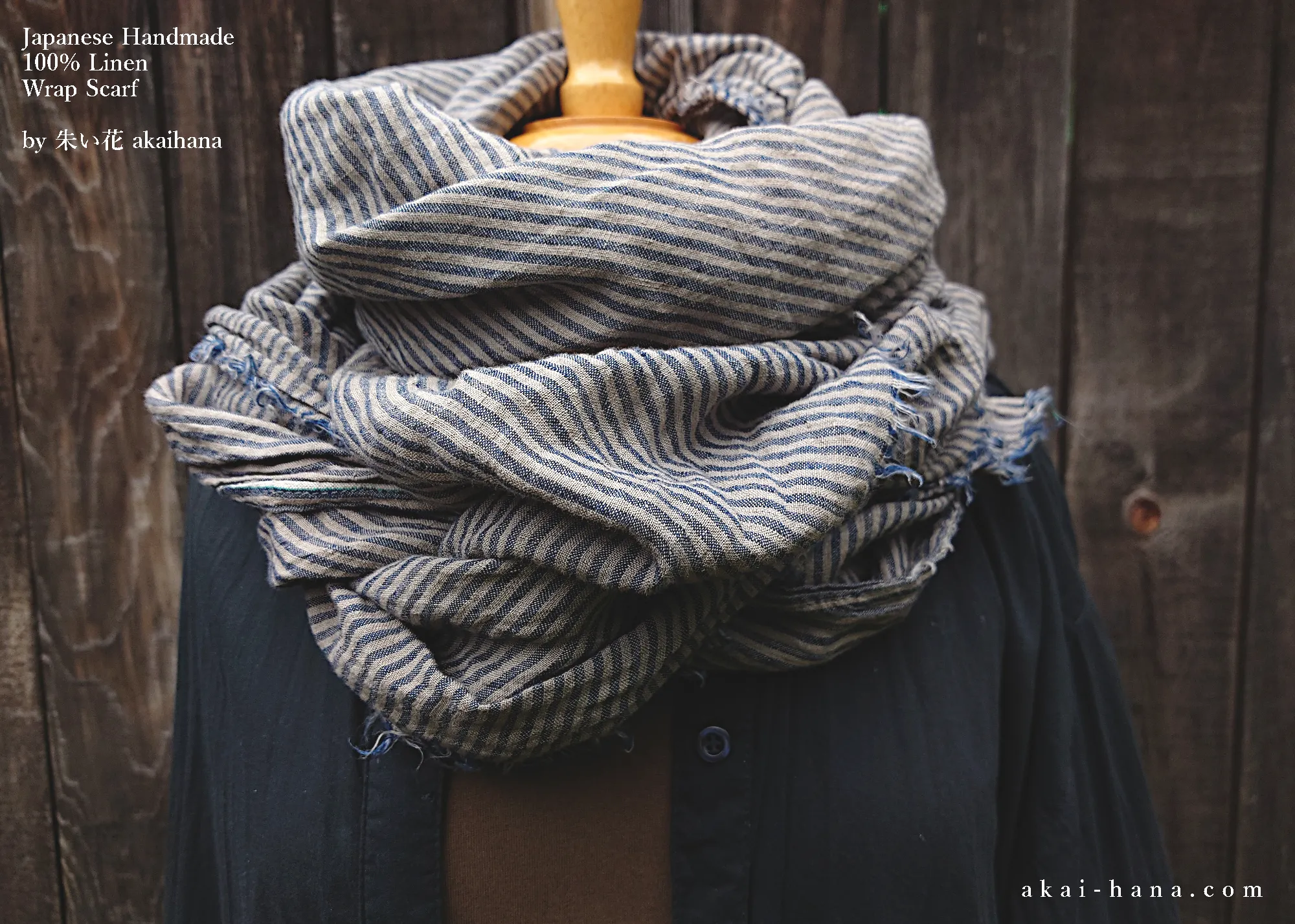 Japanese Linen Wrap, Stripe Uguisu-Warbler ⦿swtw0017