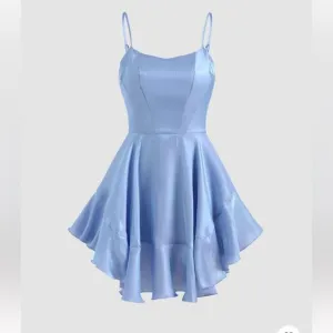 JazzHer Unique A line Straps Blue Silk Satin Homecoming Dresses st Birthday Outfits (PRE-ORDER)