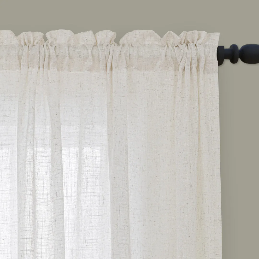 Jep Linen Blended Semi Sheer Rod Pocket Curtain Pair (Set of 2) Gracie Oaks Curtain Color: Natural Size per Panel: 52" W x 120" L