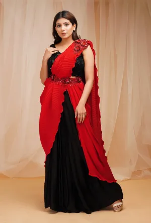 Jet Black Drape Ready to Wear Saree