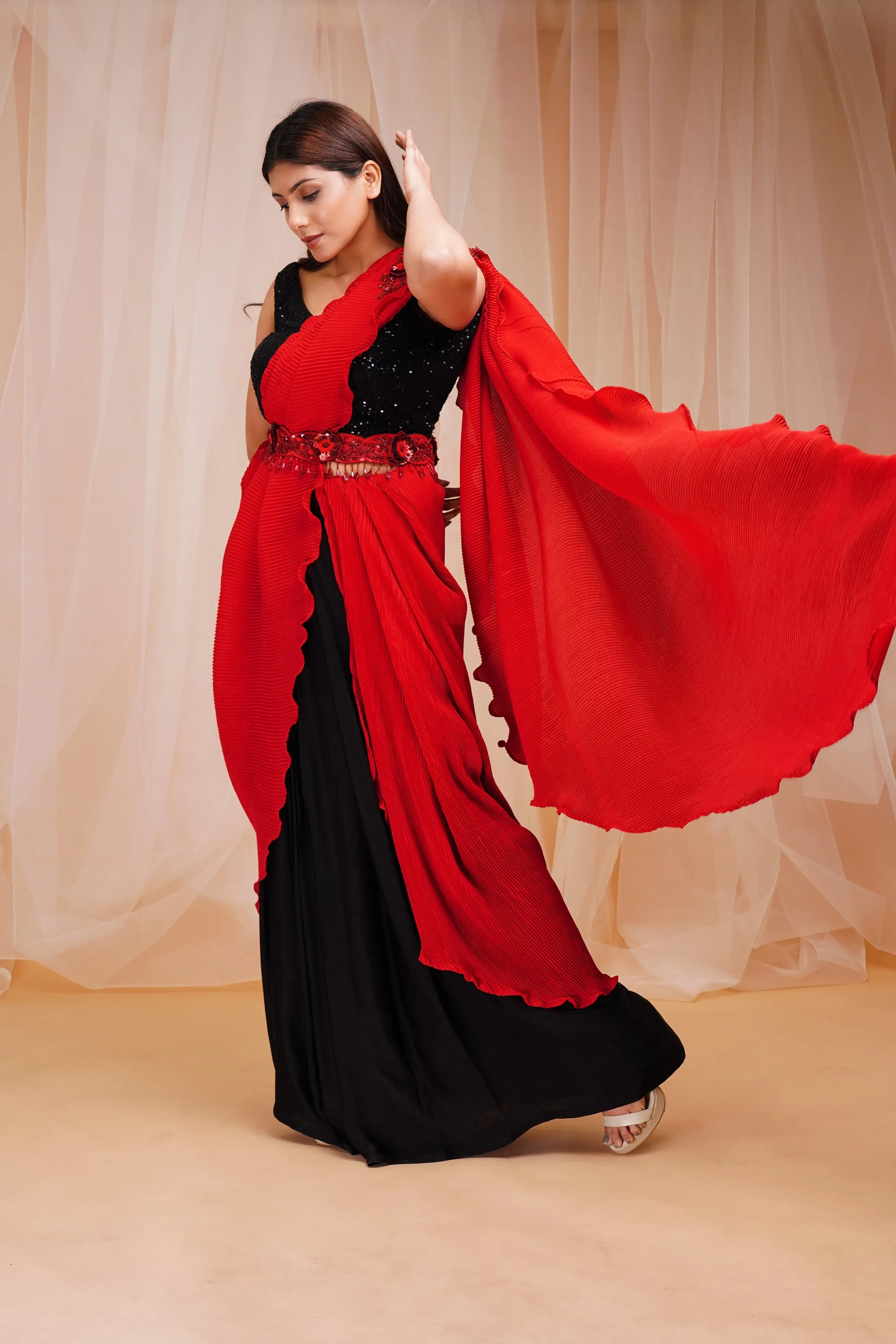 Jet Black Drape Ready to Wear Saree