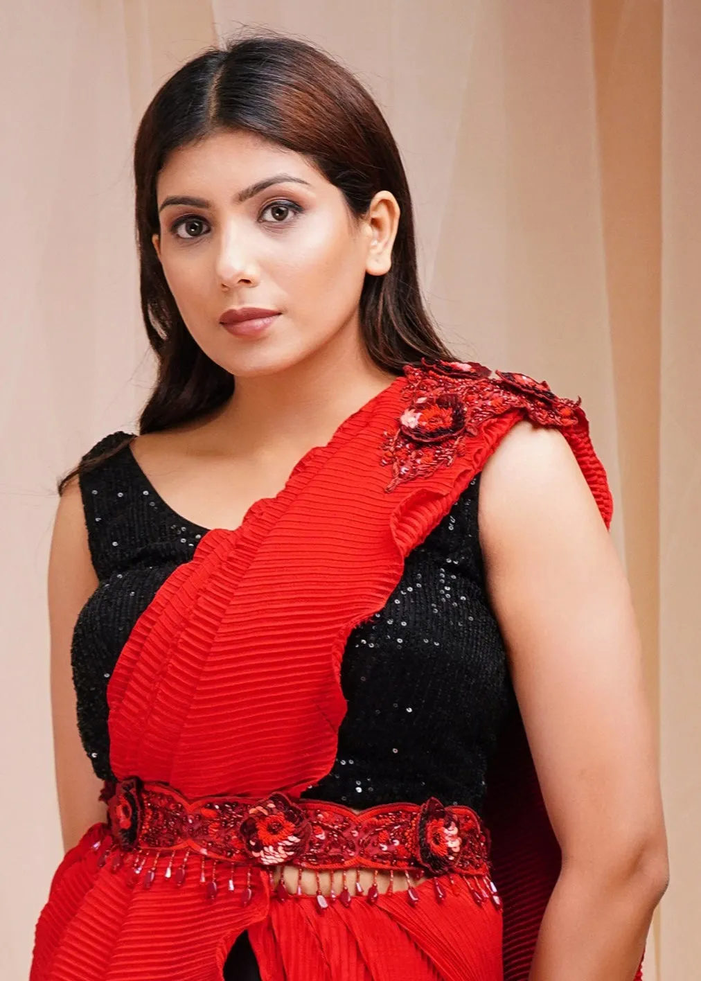 Jet Black Drape Ready to Wear Saree