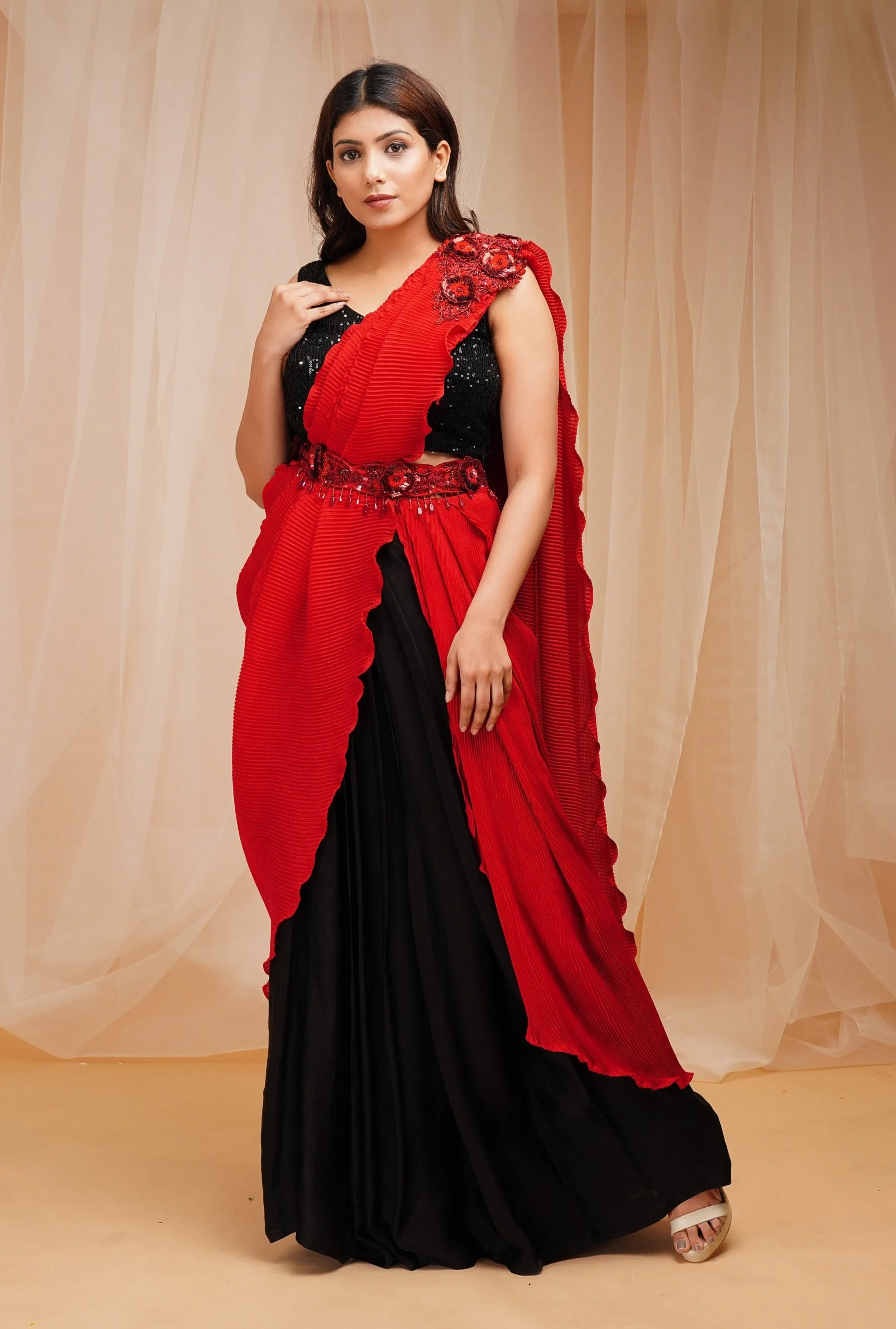 Jet Black Drape Ready to Wear Saree