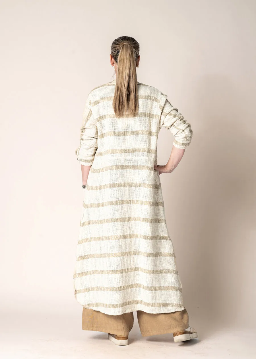 Kinsley Linen Jacket In Cream   Black - Imagine Fashion