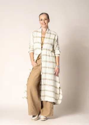 Kinsley Linen Jacket In Cream   Black - Imagine Fashion