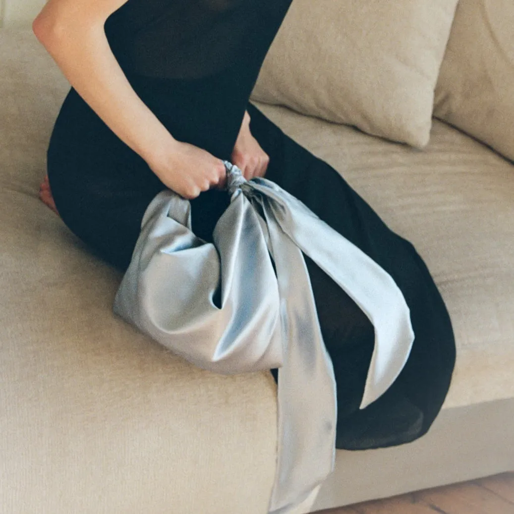 Knotted Handle Bag - Bluebell Silk Satin