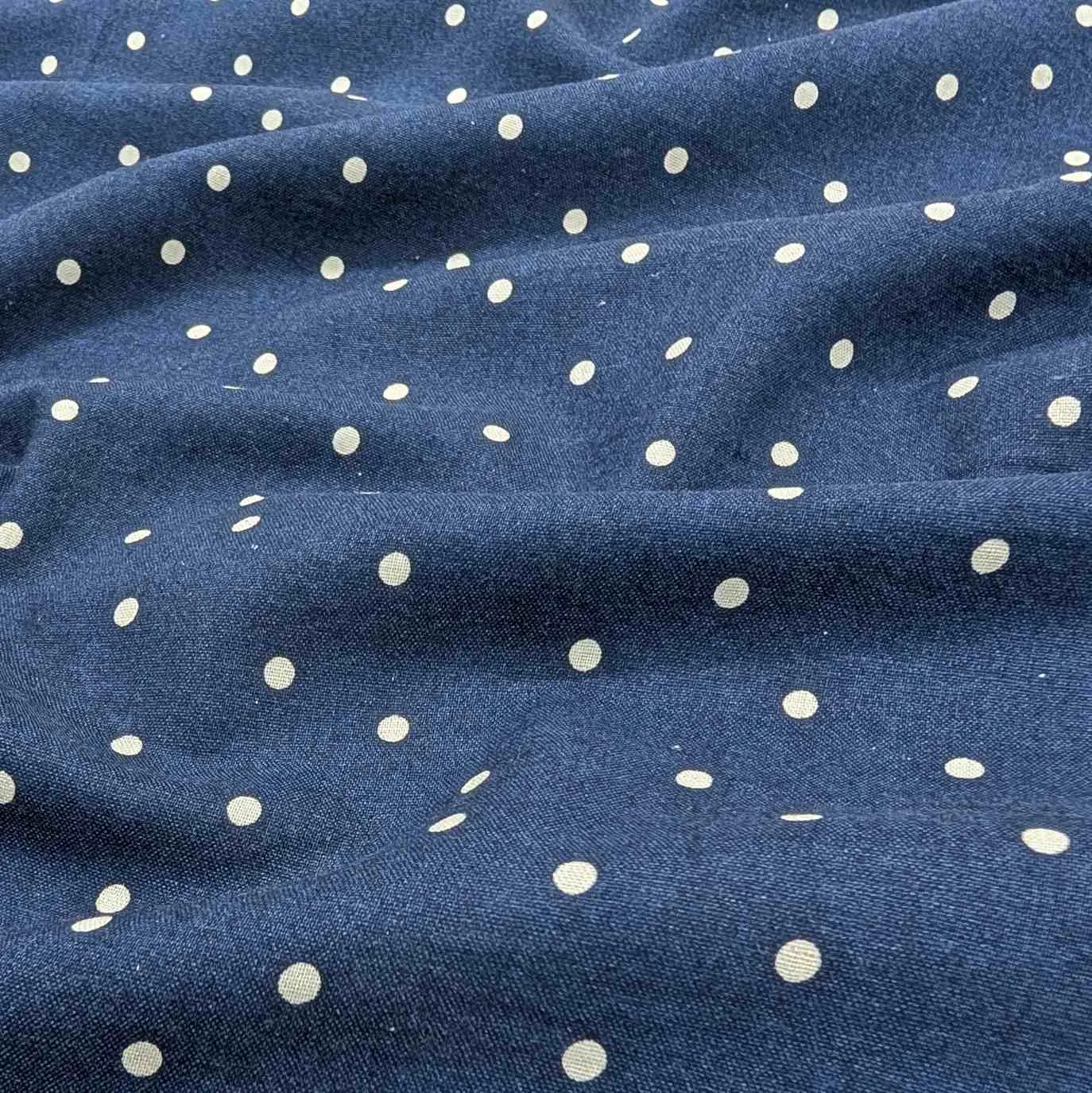 Kokka Linen Cotton Spot, Navy