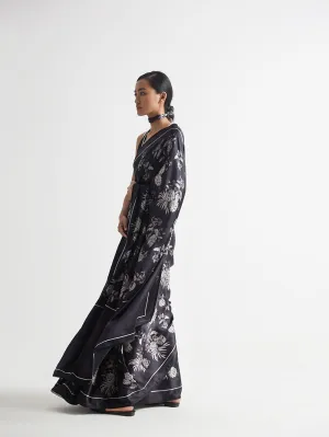 Kshitij Jalori   I   Saree Silk Satin Crepe Bentota Jaal Black