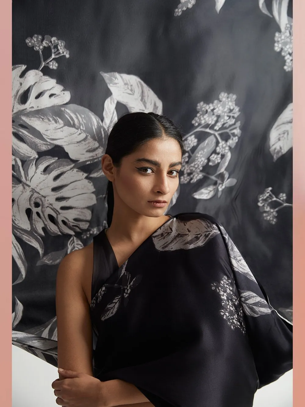 Kshitij Jalori   I   Saree Silk Satin Crepe Lunuganga Jaal Black