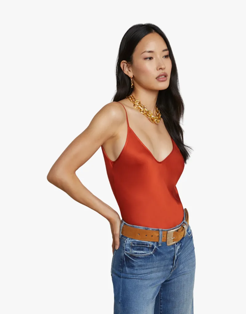 L'agence Lexi Satin Camisole in Clay