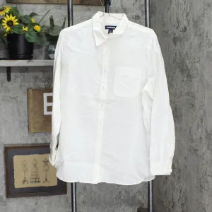 Lands' End Womens Roll Sleeve Linen Button Up Shirt 498793-Sample