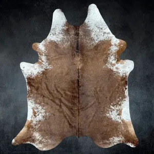 Large Brown Cowhide Rug Size 6.4 x 7.2 ft---5059